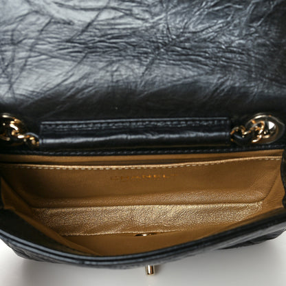 Chanel Crumpled Calfskin Chevron Chain Mini Square Flap Black 5 of 10
