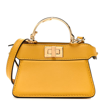 Fendi Shiny Nappa Nano Peekaboo Maxi Handle Satchel Mimosa 1 of 12