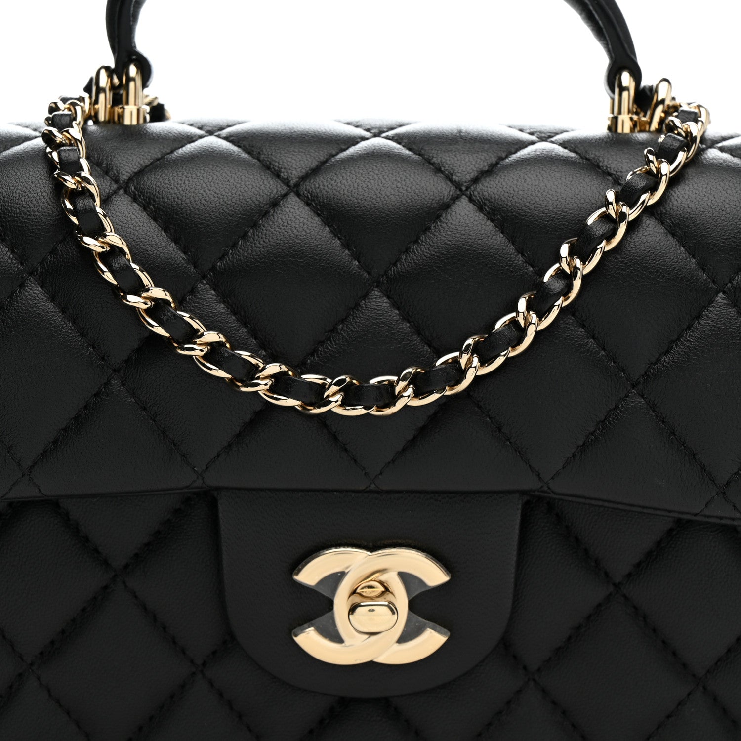 Chanel Lambskin Quilted Mini Top Handle Rectangular Flap Black 8 of 11