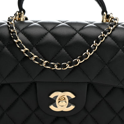 Chanel Lambskin Quilted Mini Top Handle Rectangular Flap Black 8 of 11