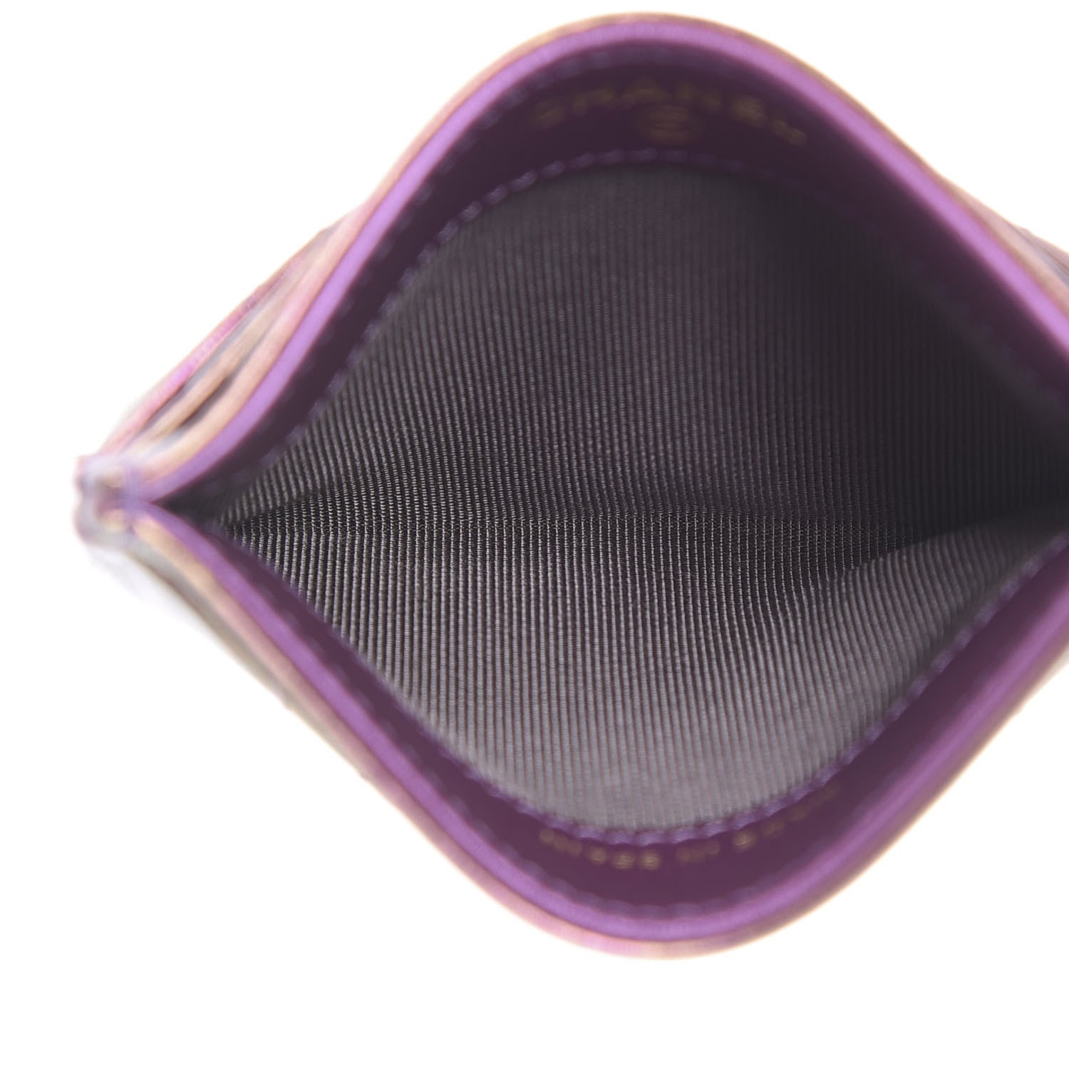 Chanel Iridescent Lambskin Quilted Card Holder Purple 5 of 9