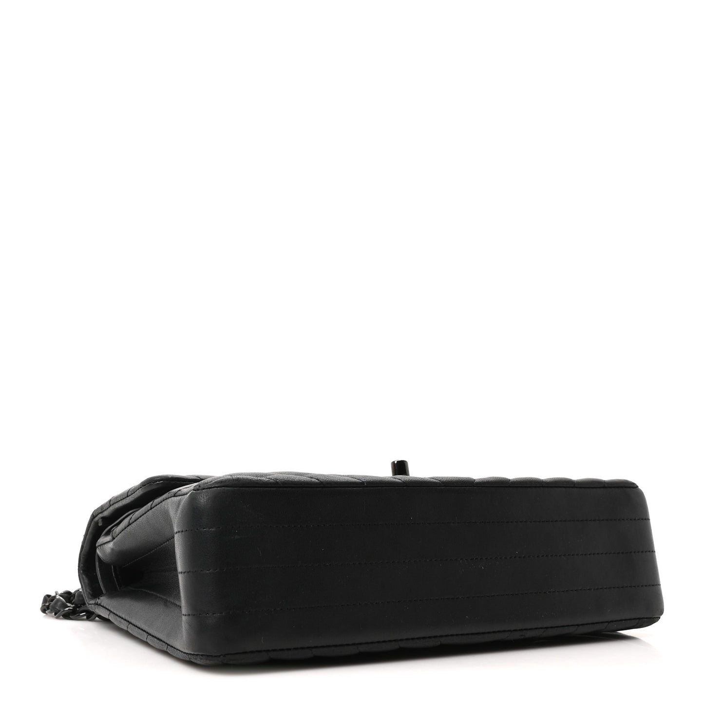 Lambskin Chevron Quilted Medium Double Flap So Black