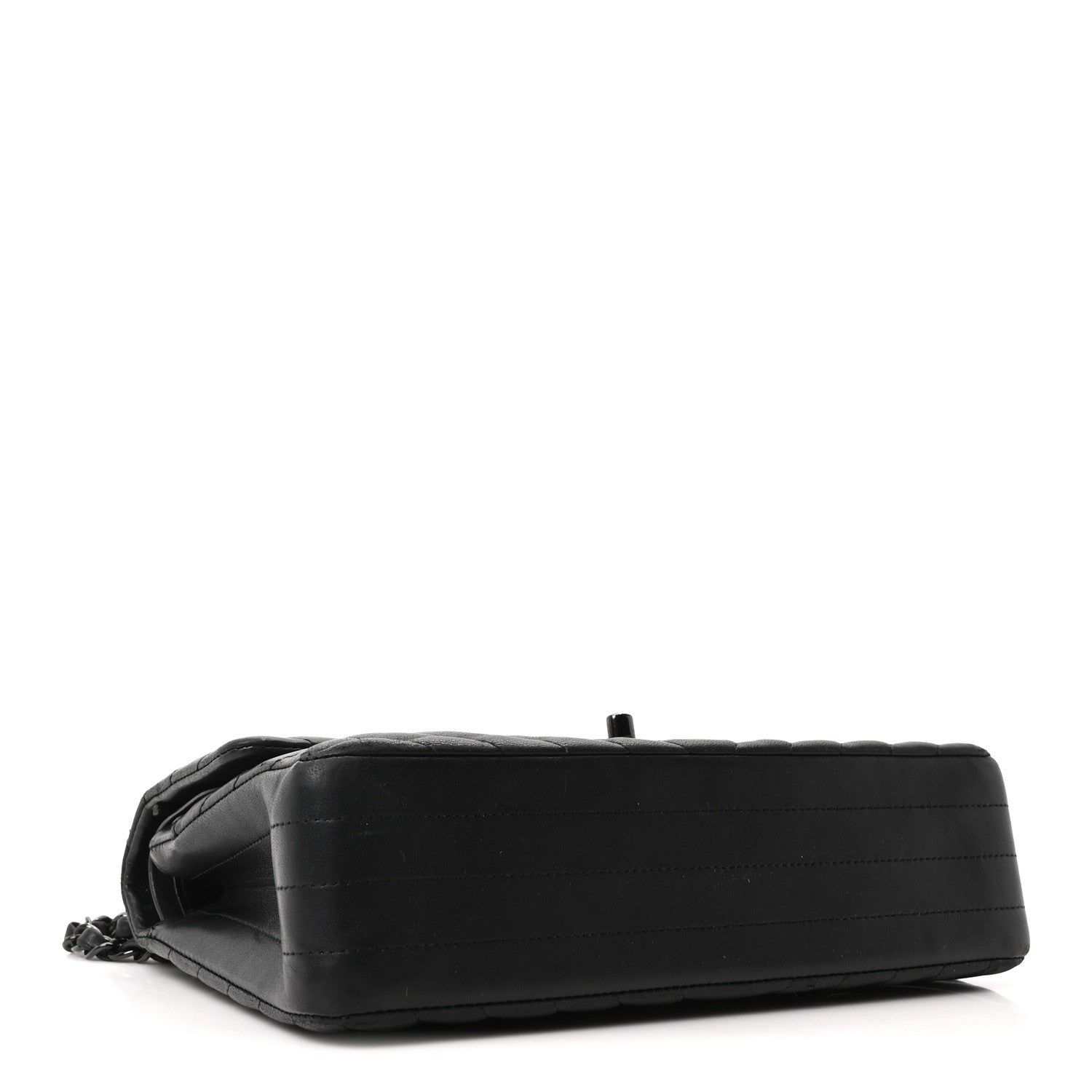 Chanel Lambskin Chevron Quilted Medium Double Flap So Black 4 of 10