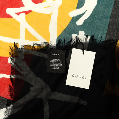 Gucci Modal Silk Coco Capitan Logo Square Scarf Black 3 of 3