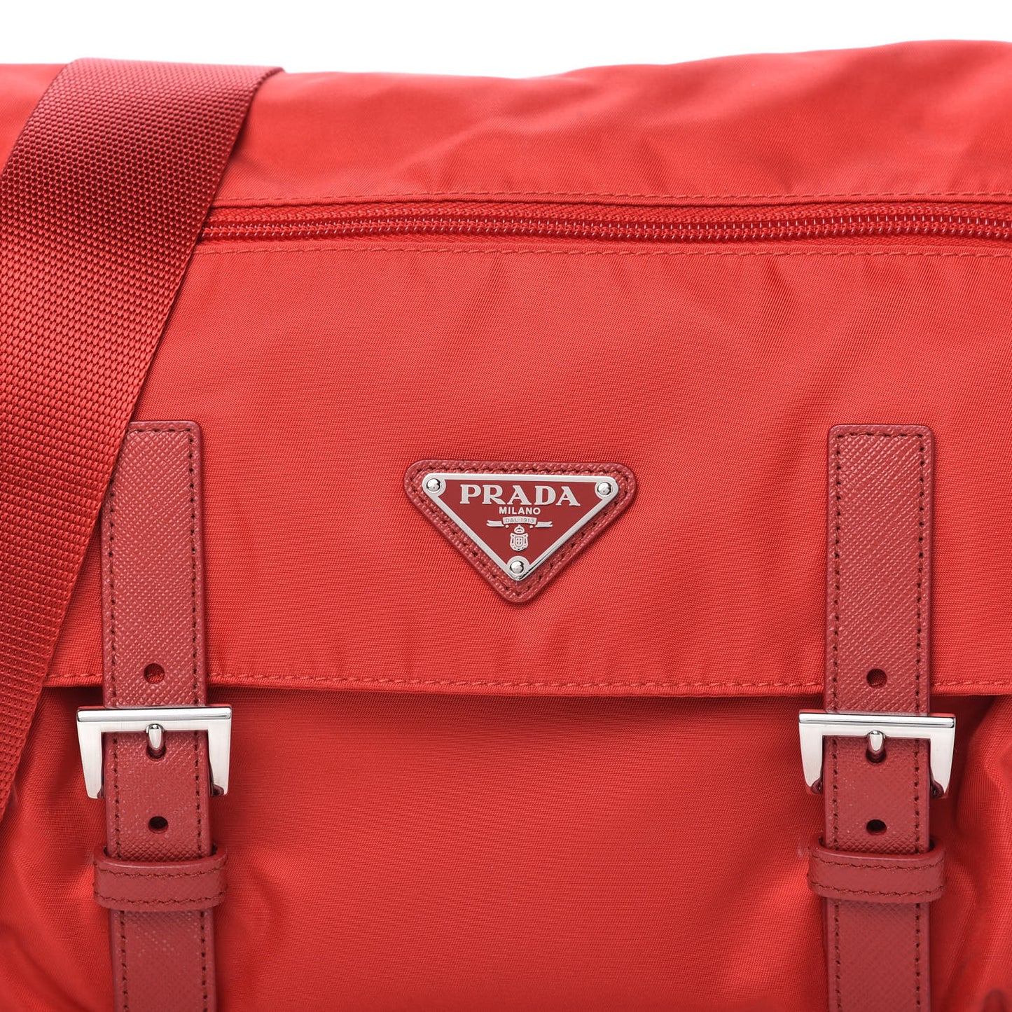 Tessuto Nylon Saffiano Messenger Bag Red