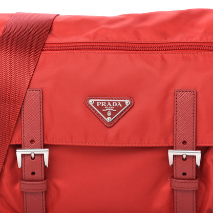 Prada Tessuto Nylon Saffiano Messenger Bag Red 10 of 10