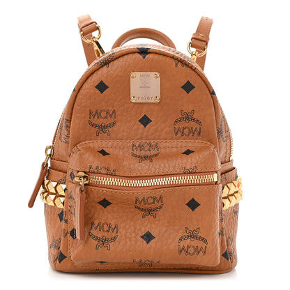 MCM Visetos Side Stud X-Mini Stark Backpack Cognac 1 of 8
