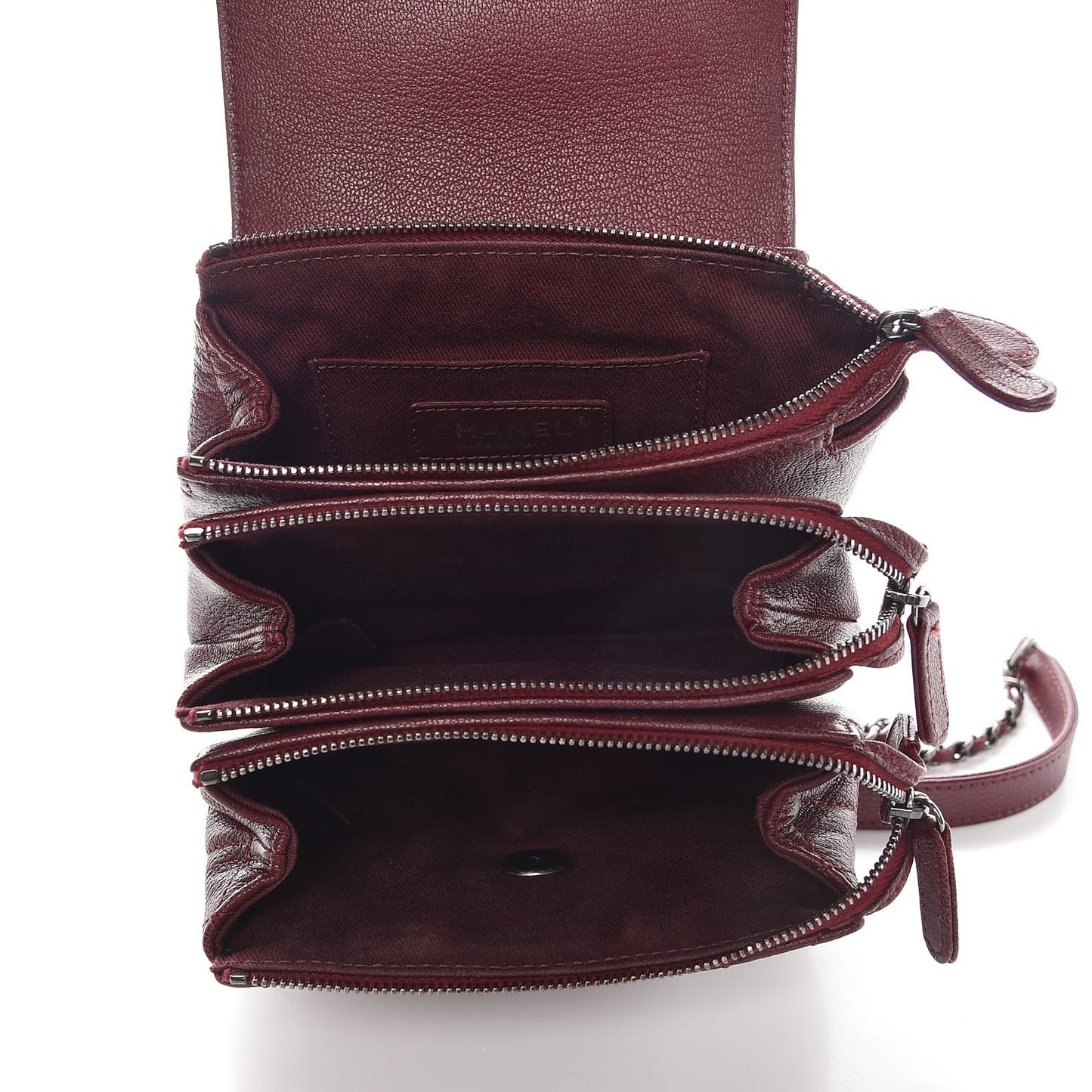 Goatskin Quilted CC Waiter Crossbody Burgundy