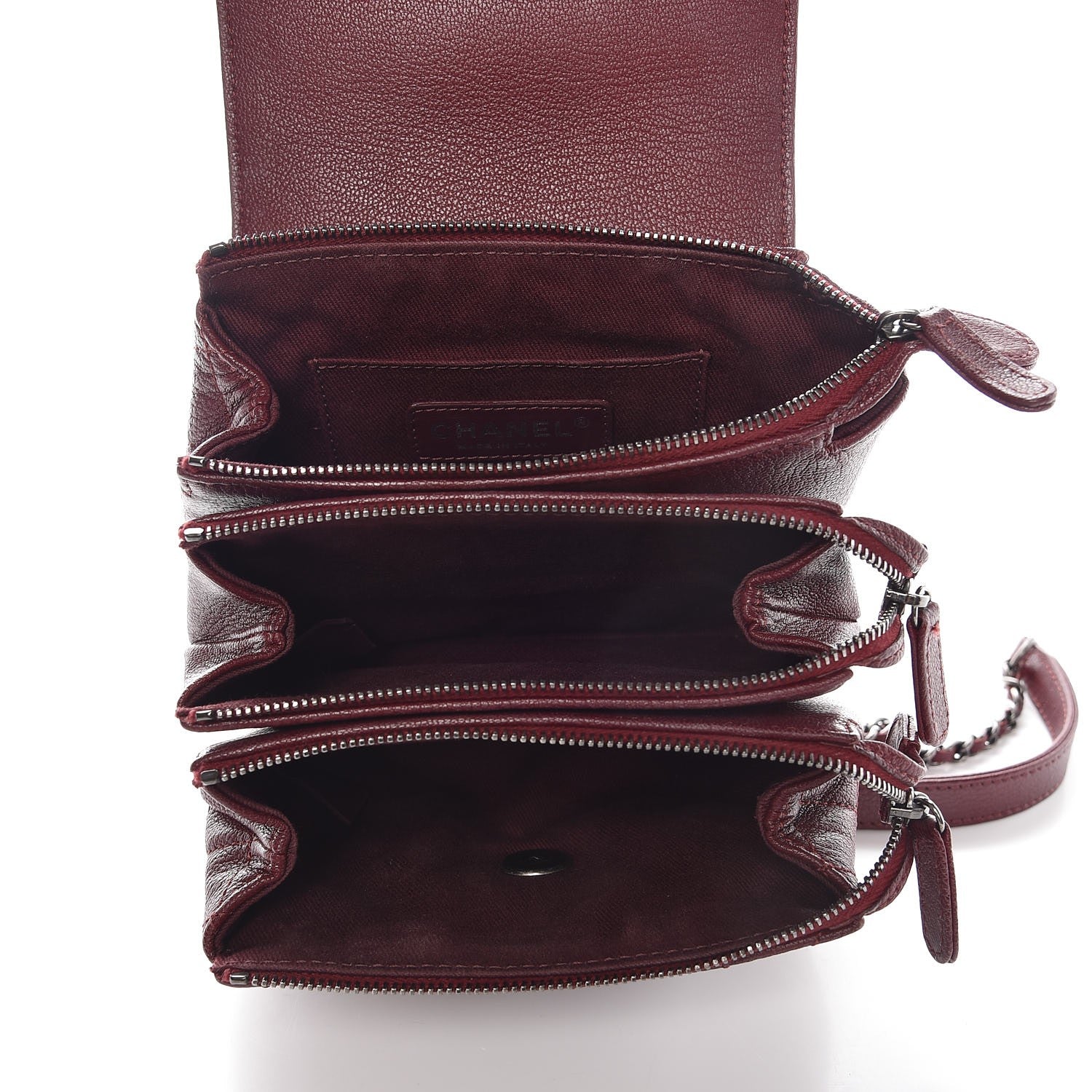 Chanel Goatskin Quilted CC Waiter Crossbody Burgundy 5 of 10