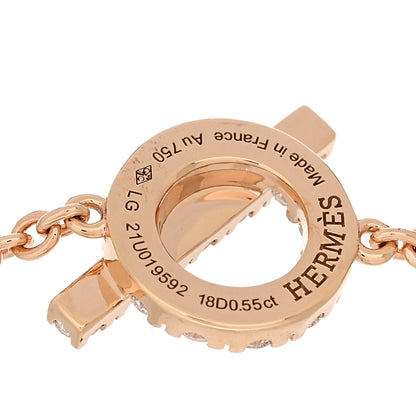Hermes 18K Rose Gold Diamond Finesse Bracelet LG 3 of 4
