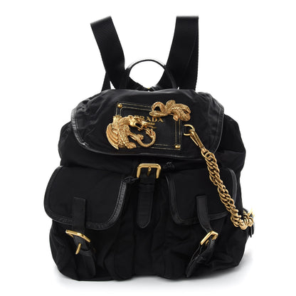 Prada Nylon Vela Saffiano Dragon Backpack Black 1 of 8
