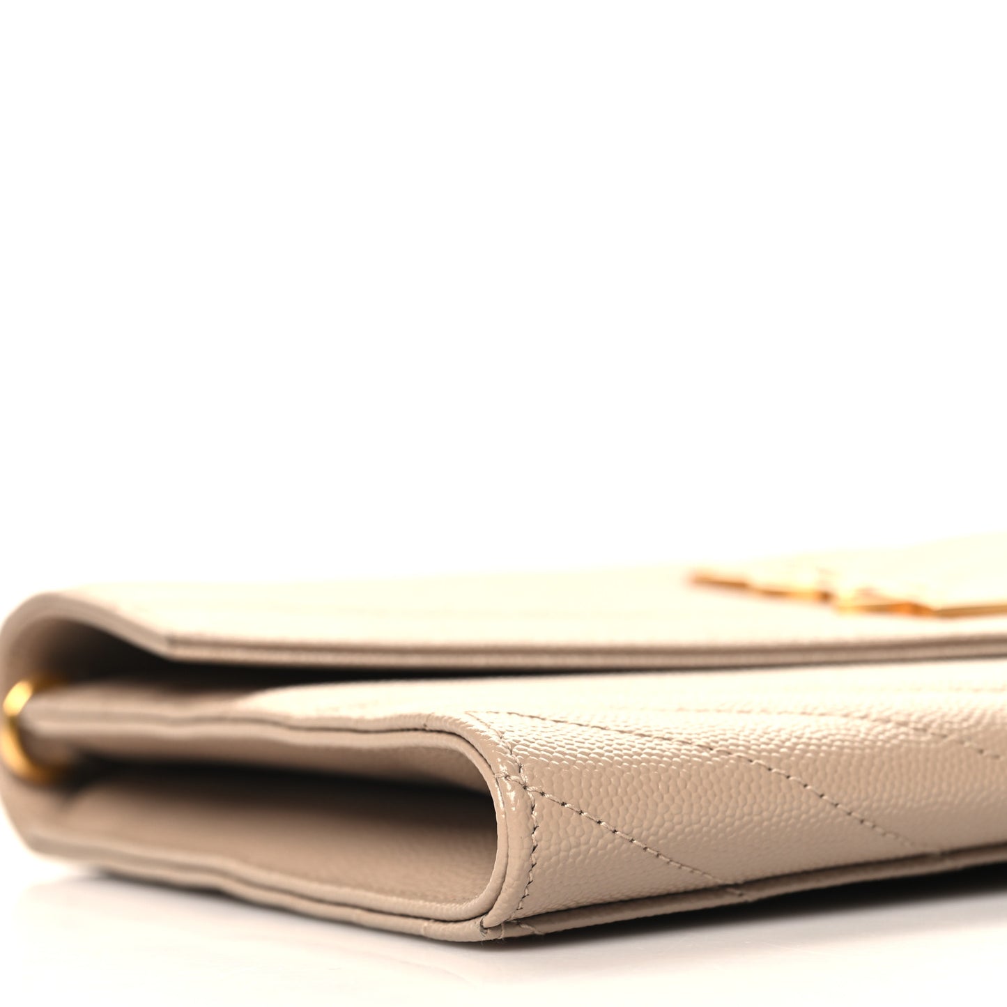 Grain De Poudre Matelasse Chevron Monogram Cassandre Flap Pouch Dark Beige