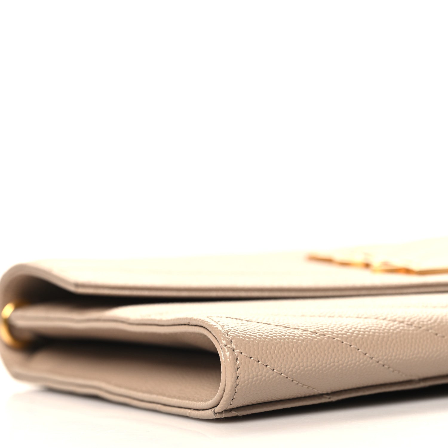 Saint Laurent Grain De Poudre Matelasse Chevron Monogram Cassandre Flap Pouch Dark Beige 8 of 11