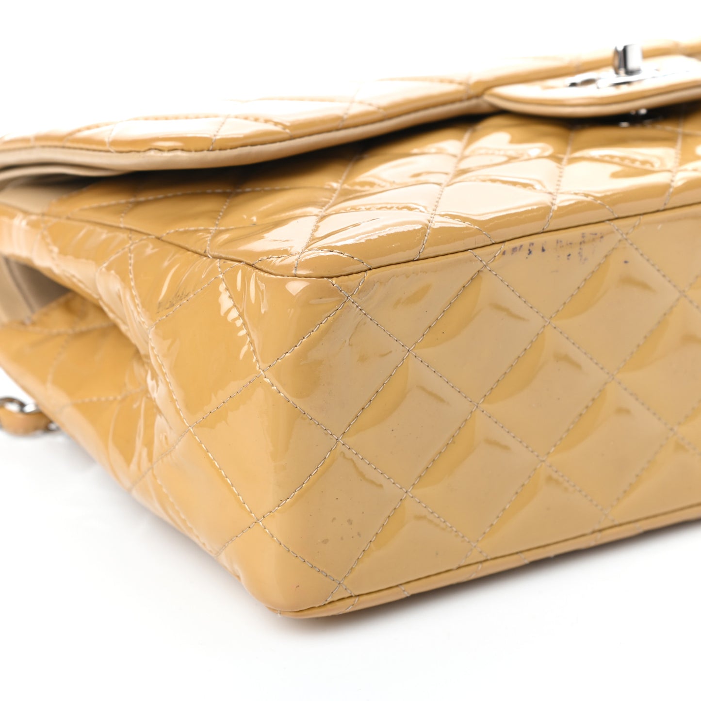 Patent Quilted Jumbo Double Flap Yellow