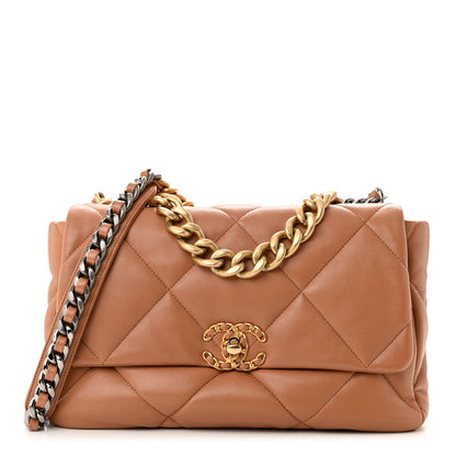 Chanel Lambskin Quilted Large Chanel 19 Flap Brown 1 of 9