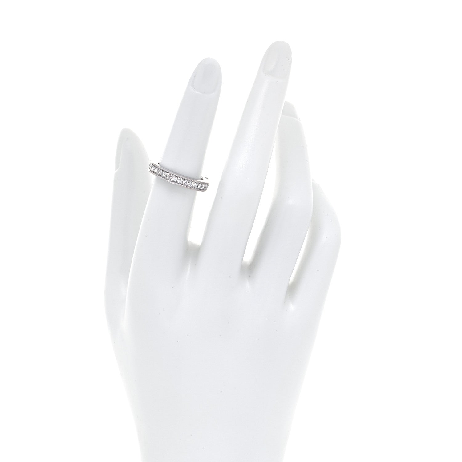 Cartier 18K White Gold Diamond Flat C Ring 51 5.75 2 of 5