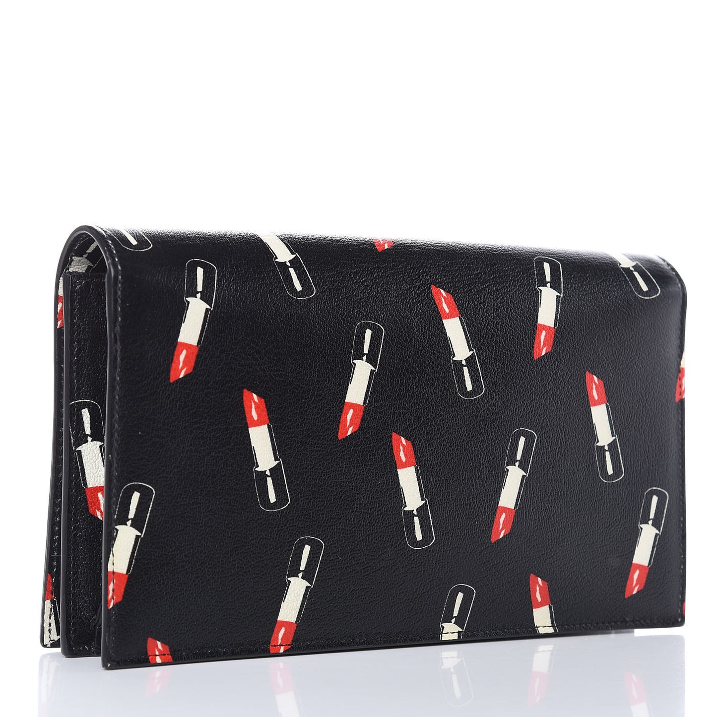 Calfskin Lipstick Print Classic Monogram Kate Clutch Black