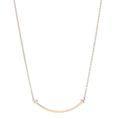 Tiffany 18K Rose Gold Small T Smile Pendant Necklace 1 of 6