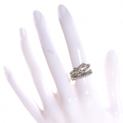 David Yurman Sterling Silver Diamond X Crossover Ring 6 2 of 5
