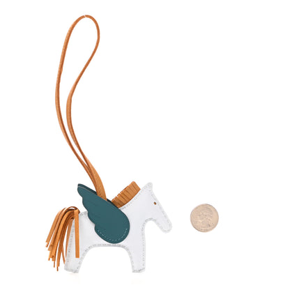 Hermes Milo Lambskin Grigri Rodeo Pegase Horse Bag Charm PM Bleu Brume Sesame Vert Bosphore 2 of 5