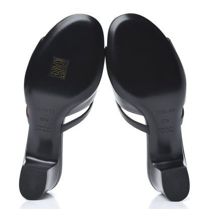 Hermes Goatskin Candy Sandals 37.5 Black 5 of 8