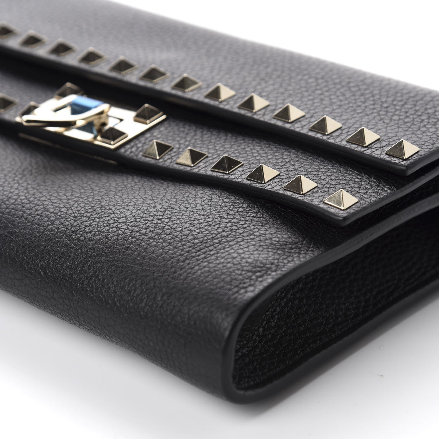 Valentino Garavani Grainy Calfskin Rockstud Double Flap Crossbody Bag Black 7 of 9