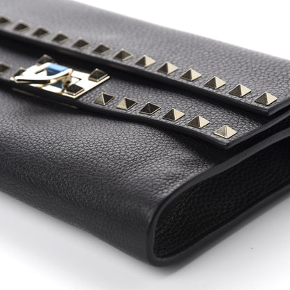 Valentino Garavani Grainy Calfskin Rockstud Double Flap Crossbody Bag Black 7 of 9