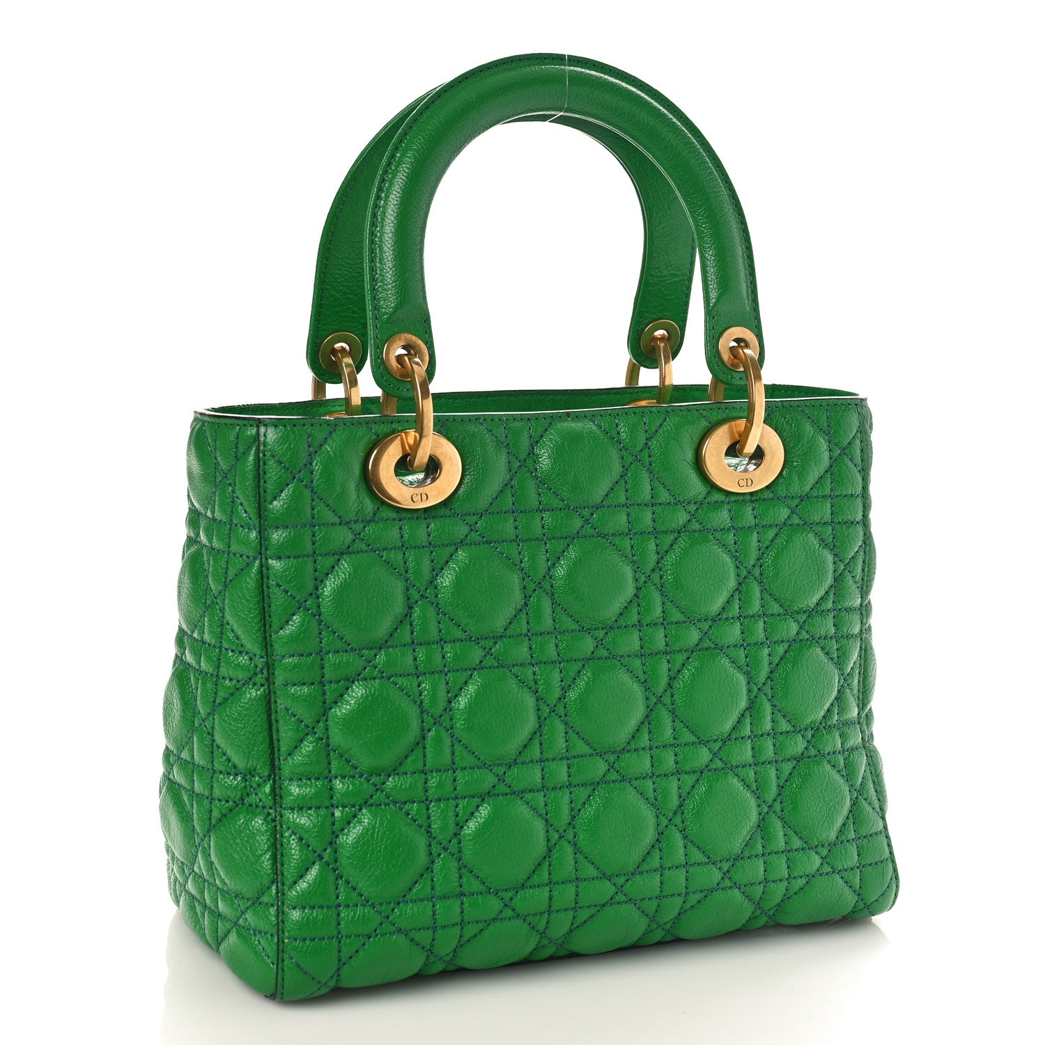 Christian Dior Grained Calfskin Cannage Medium Lady Dior Green 2 of 8