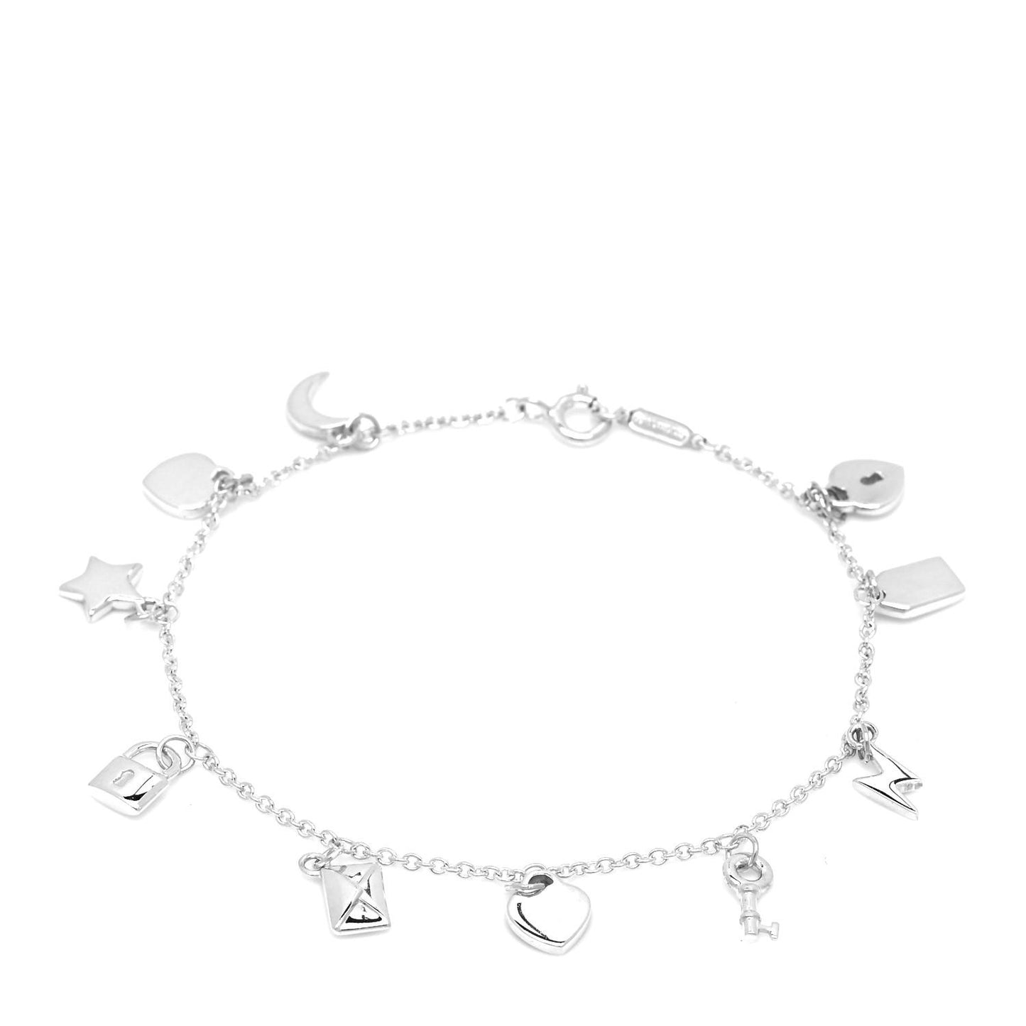 Sterling Silver Enamel Love Notes Charm Bracelet Blue