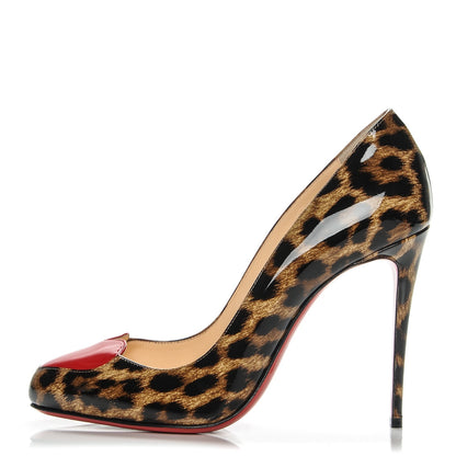 Christian Louboutin Patent Leopard Doracora 100 Pumps 39 Brown Red 1 of 10