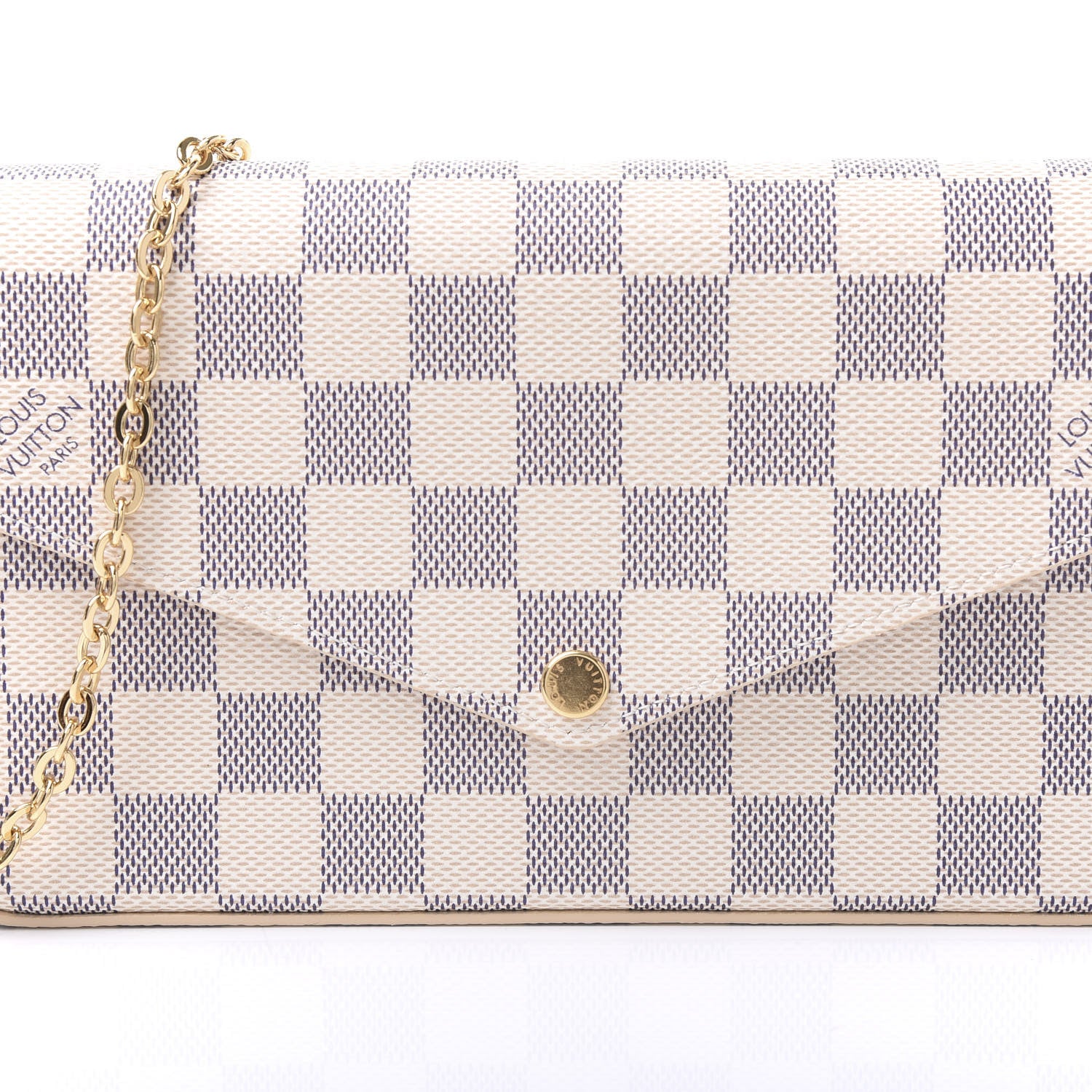 Louis Vuitton Damier Azur Pochette Felicie Chain Wallet Rose Ballerine 7 of 10