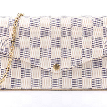 Louis Vuitton Damier Azur Pochette Felicie Chain Wallet Rose Ballerine 7 of 10