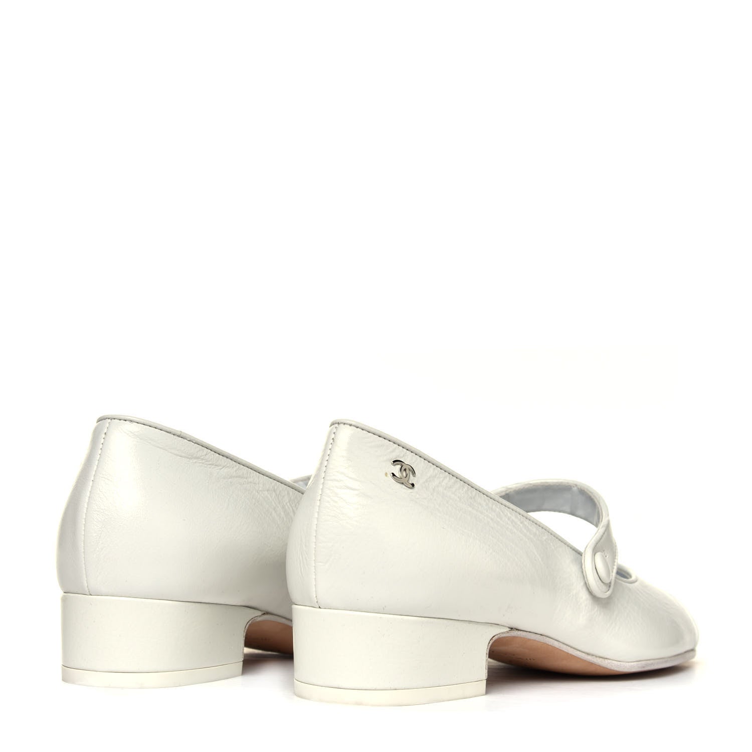 Chanel Patent Calfskin Mary Jane Strap Pumps 38.5 White 6 of 12