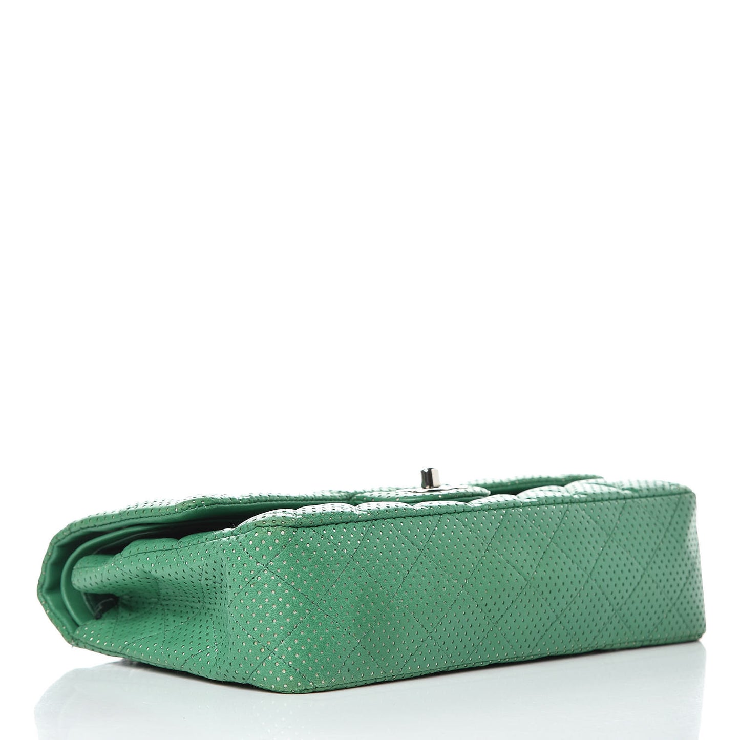 Lambskin Perforated Medium Double Flap Green