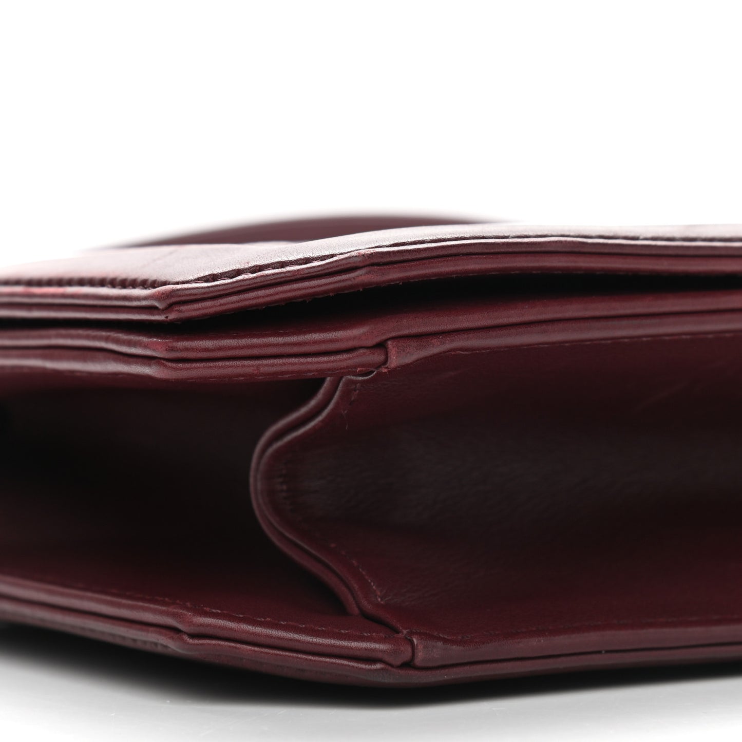 Calfskin Quilted Large Flap Bag Burgundy