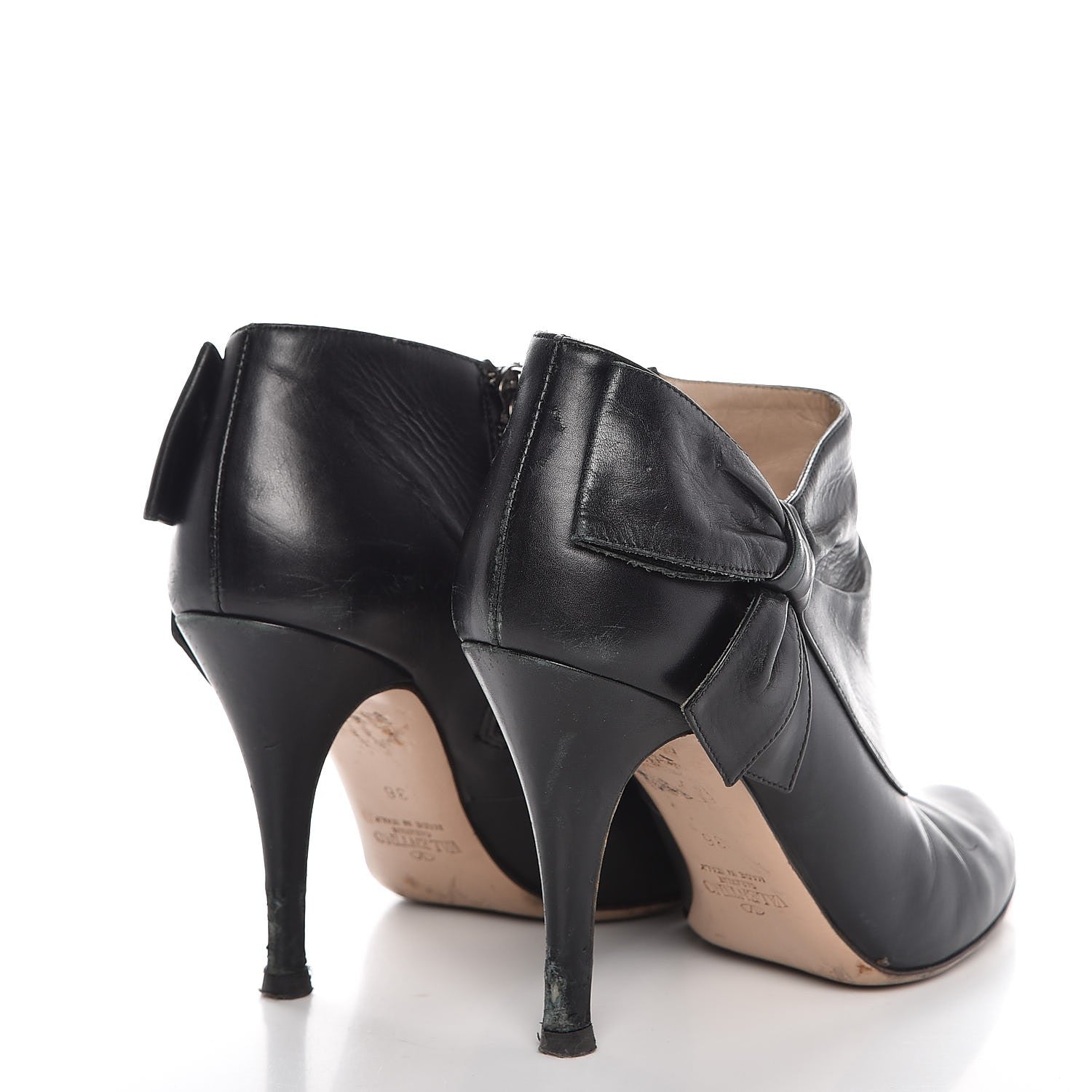Valentino Garavani Calfskin Bow Ankle Boots 36 Black 4 of 9