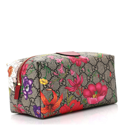 Gucci Soft GG Supreme Monogram Flora Calfskin Medium Ophidia Cosmetic Case Beige Ebony Multicolor Rosso 3 of 8