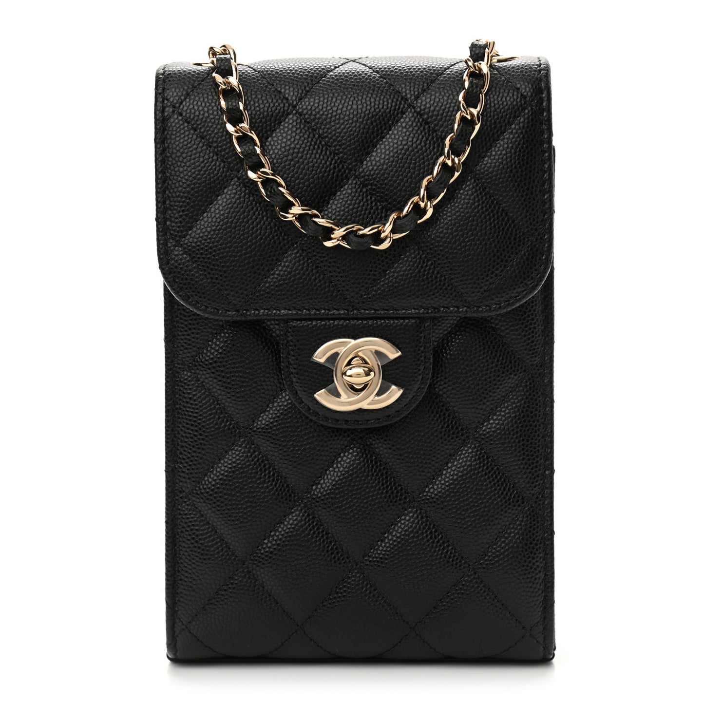 Caviar Quilted Classic Phone Holder Black