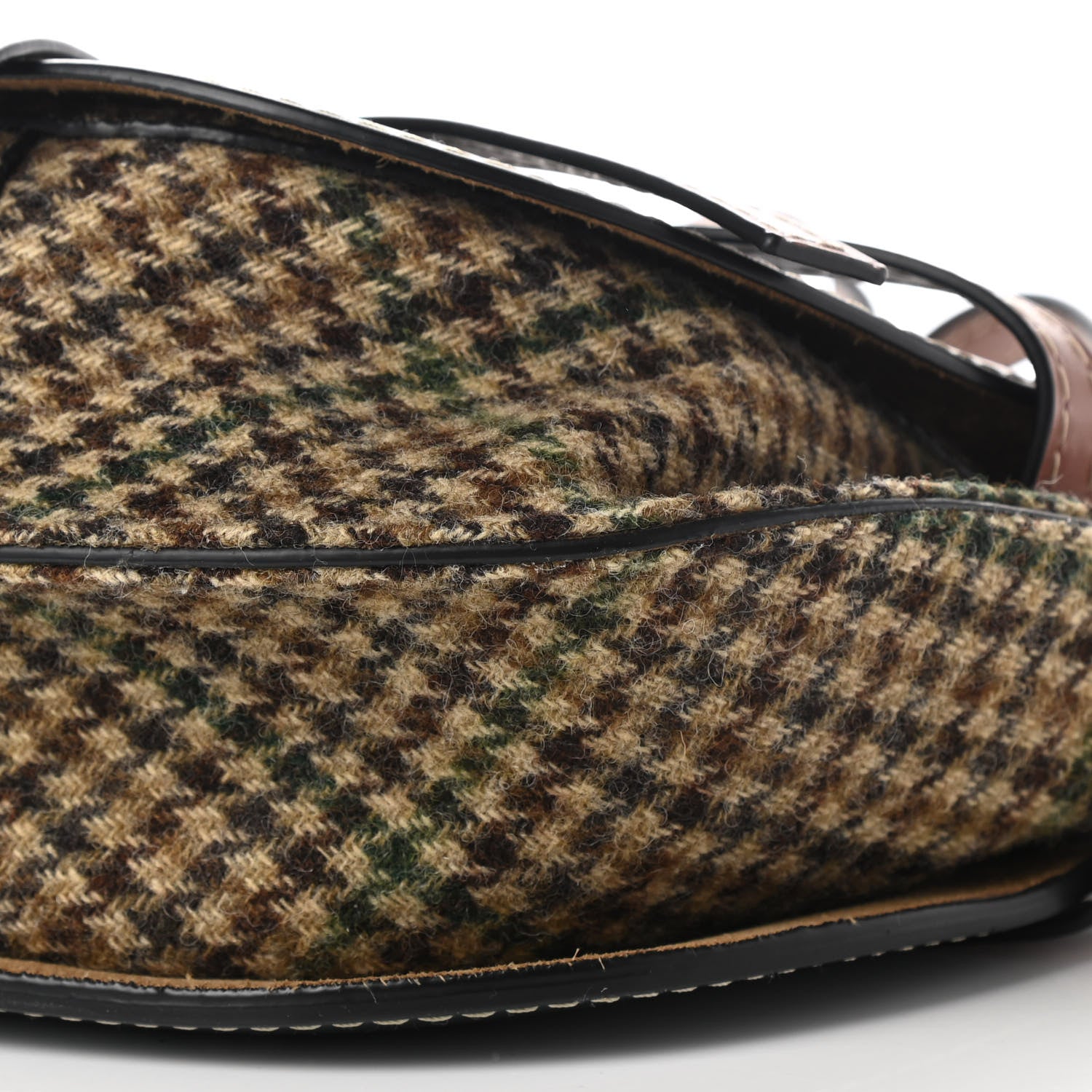 Loewe Smooth Calfskin Tweed Small Gate Crossbody Bag Dark Green Tan Multicolor 8 of 9