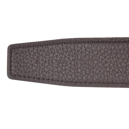 Hermes Box Togo 32mm Guilloche H Belt 85 Black Chocolate 6 of 6