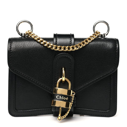 Chloe Shiny Goatskin Calfskin Mini Aby Chain Shoulder Bag Black 1 of 10