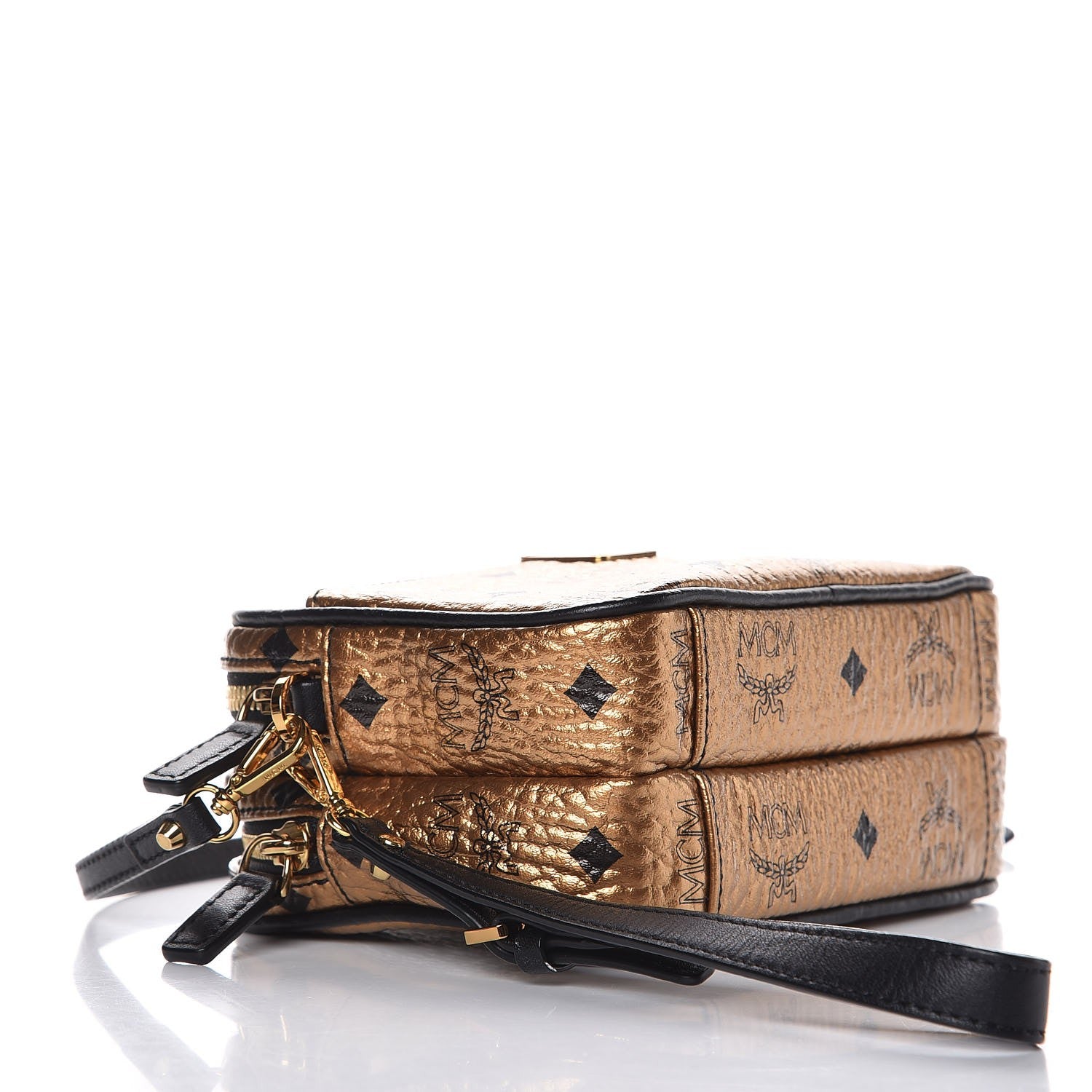 MCM Metallic Visetos Camera Crossbody Bag Gold 4 of 10
