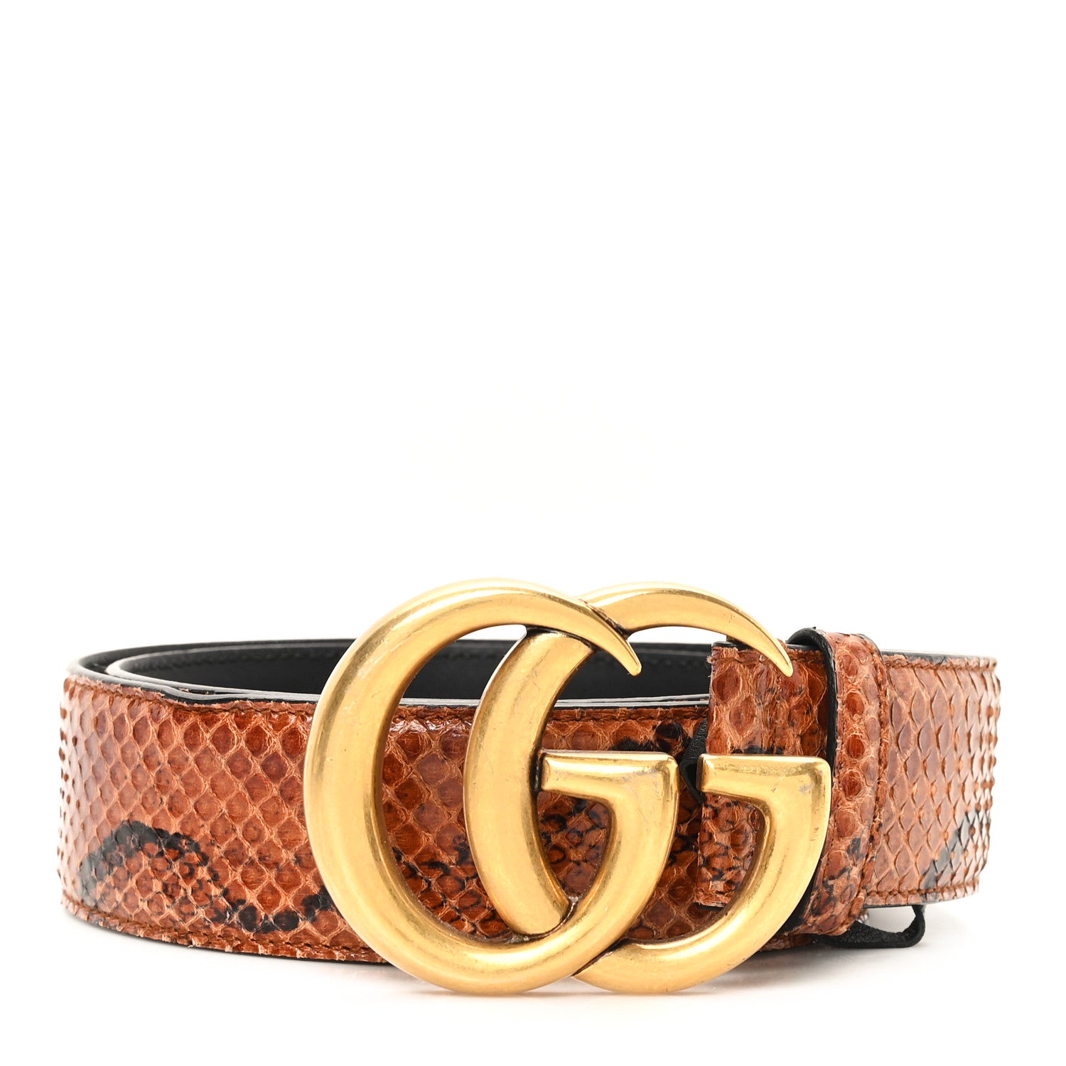 Gucci Snakeskin Double G 40mm Belt 80 32 Brown 1 of 4