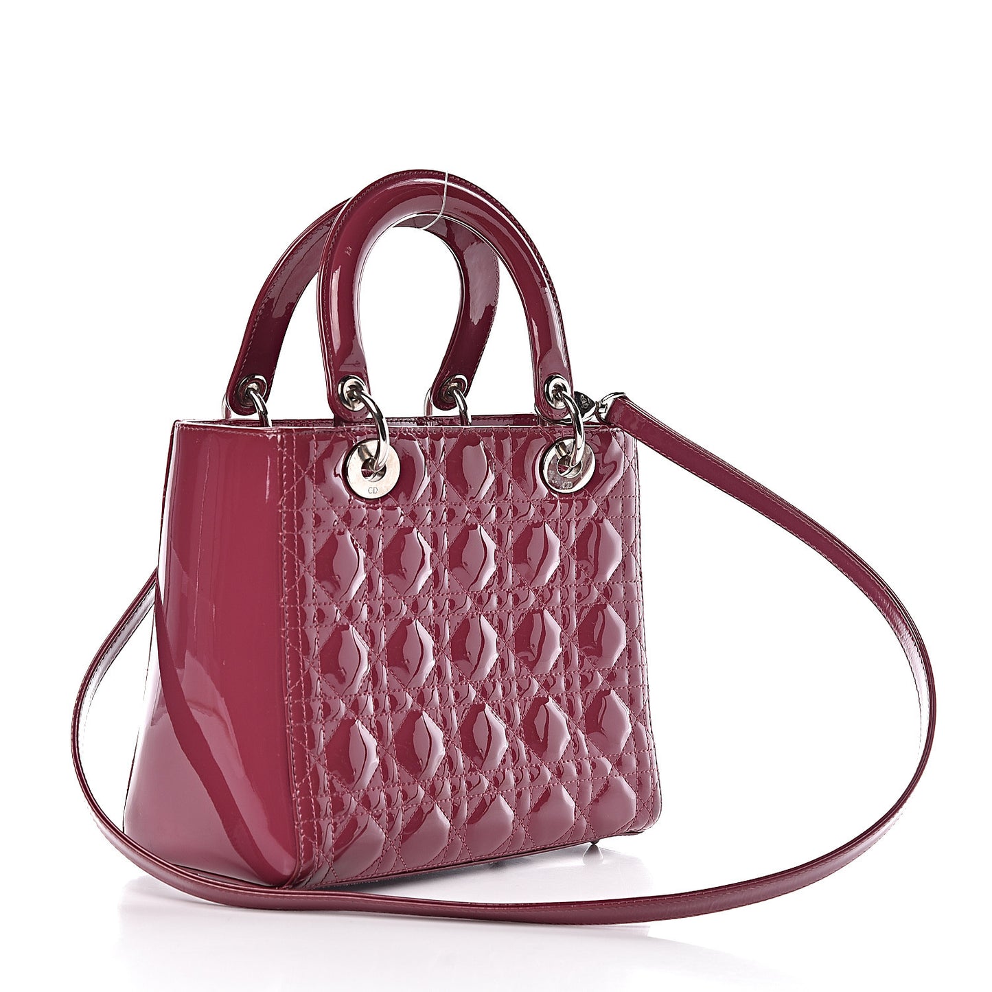 Patent Cannage Medium Lady Dior Dark Pink