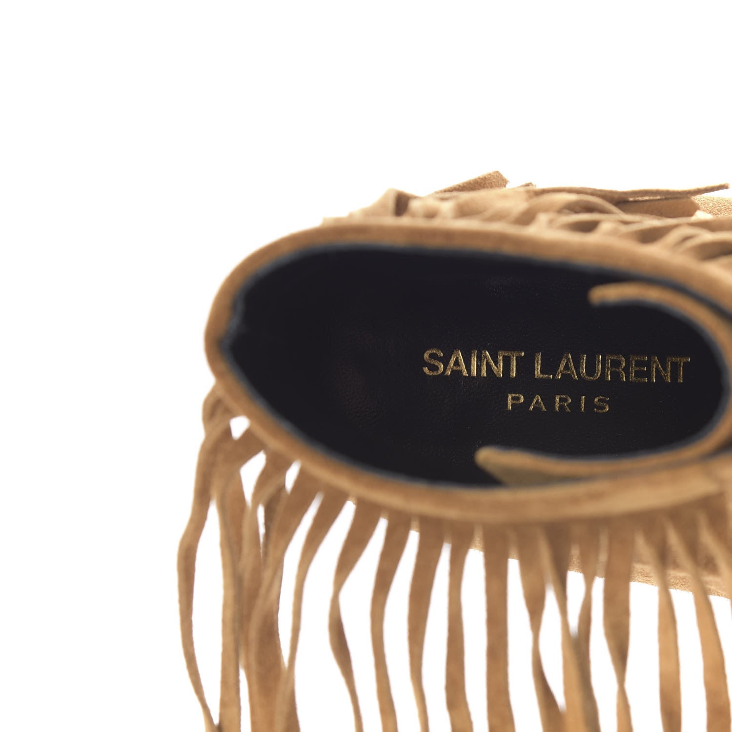 Saint Laurent Suede Babies 90 Fringe Ankle Boots 39 Light Tan 8 of 11