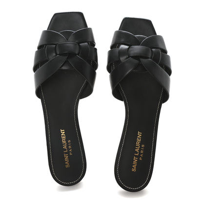 Saint Laurent Calfskin Tribute 05 Slide Sandals 38 Black 2 of 8