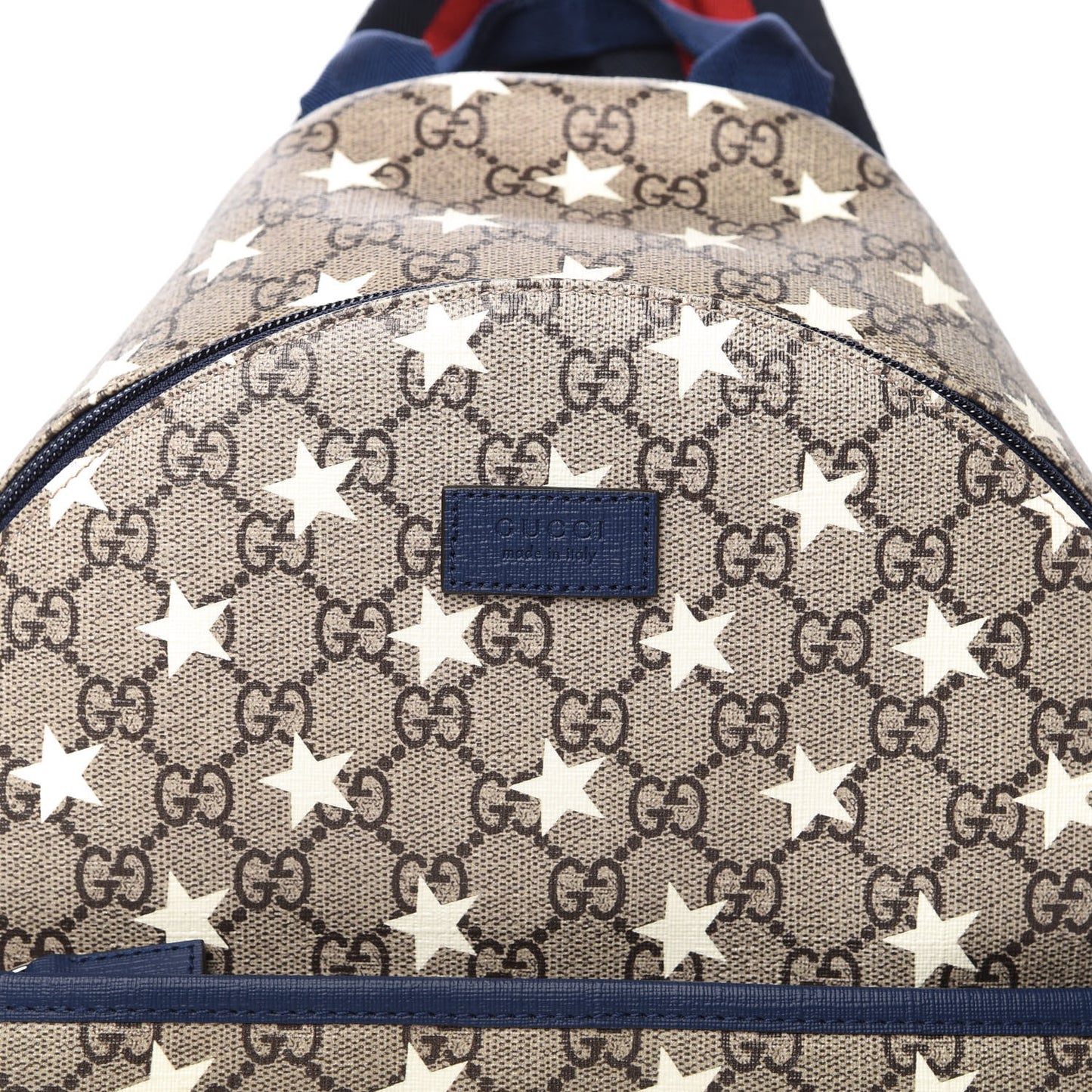 GG Supreme Monogram Stars Childrens Backpack Beige Ebony Yellow Royal