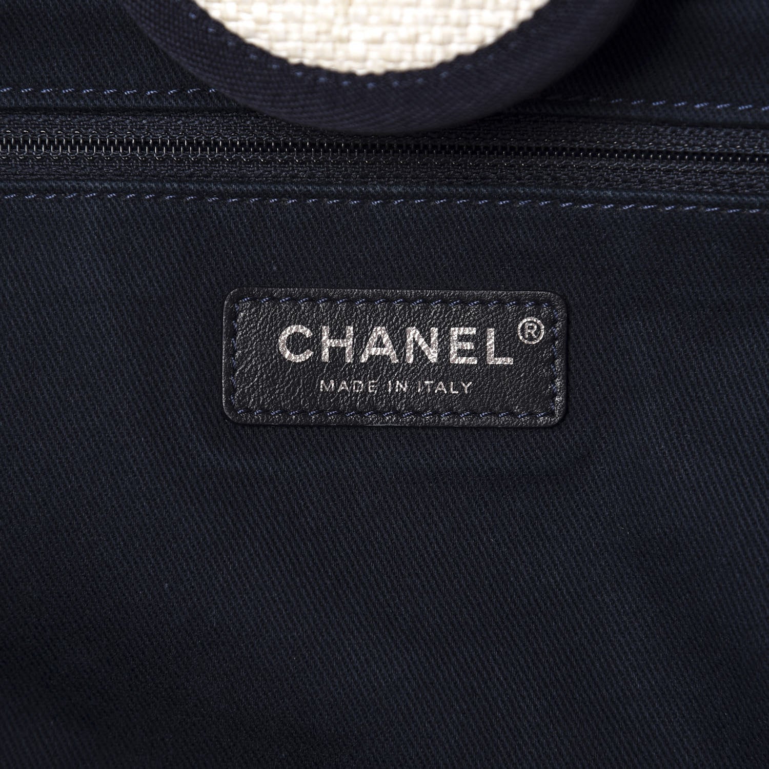 Chanel Woven Straw Raffia Medium Deauville Tote White Navy 9 of 11