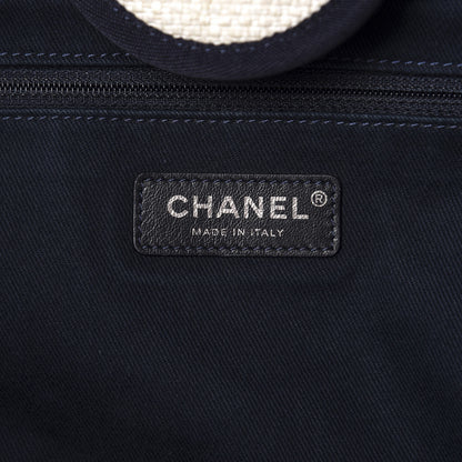 Chanel Woven Straw Raffia Medium Deauville Tote White Navy 9 of 11