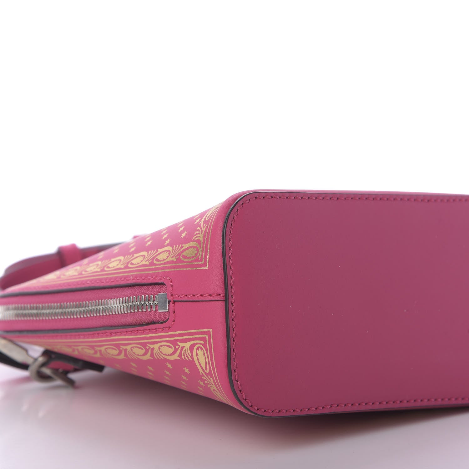 Gucci X SEGA Calfskin GUCCY Stars Mini Dome Shoulder Bag Violet Fuxia Gold 6 of 9